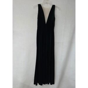 Jenny Yoo Collection Dark Emerald Green Velvet Deep V-Neck Maxi Gown Dress 4‎